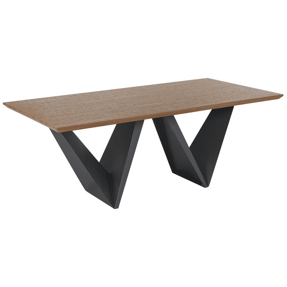 Beliani Jedálenský stôl v tmavom odtieni dreva a čiernej farbe SINTRA